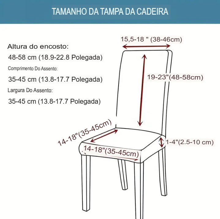 Capa para cadeira de jantar com estampa elástica