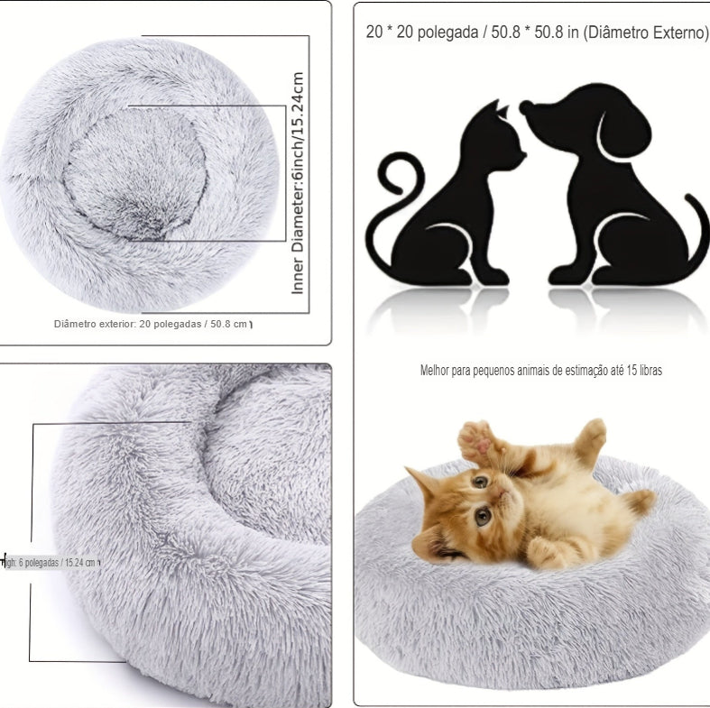 cama de gato em forma de rosquinha, macio e quente